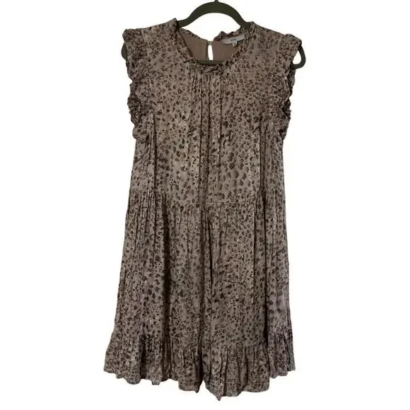 Fate Women’s Dress Medium Brown Animal Print Ruffled Medium - Picture 5 of 9